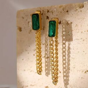 ▪️Green crystal drop earrings